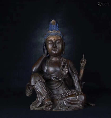 14-16TH CENTURY, A GUANYIN DESIGN BRONZE FIGURE, MING DYNASTY