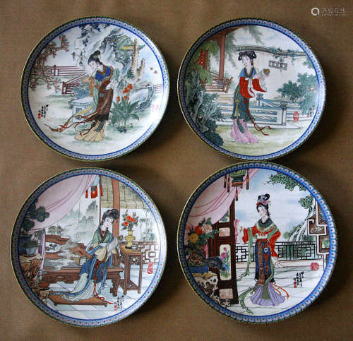 A SET OF TWELVE JINLING GIRLS DESIGN PLATES