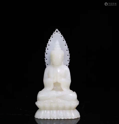 17-19TH CENTURY, A BUDDHA DESIGN HETIAN JADE FIGURE, QING DYNASTY