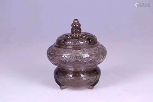 17-19TH CENTURY, A THREE-PART CITRINE CENSER, QING DYNASTY