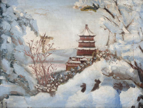 1970年 张自正油画雪景
