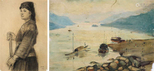 1971年   艾中信山城油画写生两张