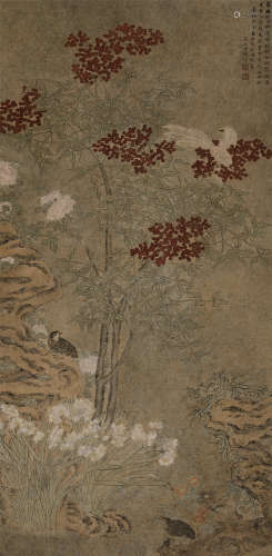 陆治（1496～1576） 仙石天竺图 立轴 纸本设色