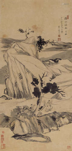冒襄（1611～1693） 溪山诗思图 立轴 纸本水墨