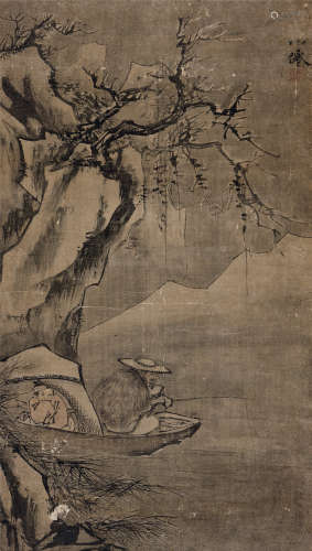 吴伟（1459～1508） 寒江雪钓图 立轴 绢本设色