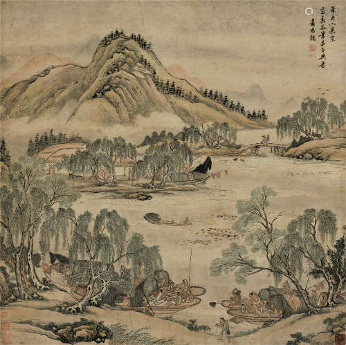 袁尚统（1570～1661） 渔家乐 立轴 纸本设色