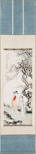 潘振镛（1852～1921） 庭院折梅 立轴 纸本