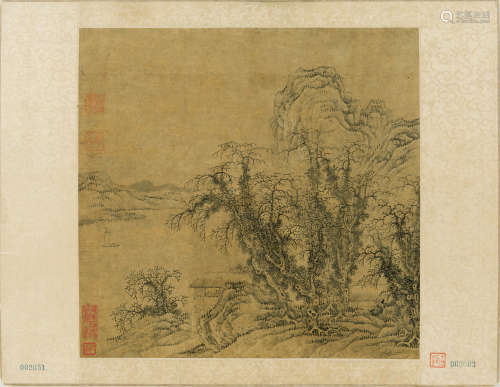 曹知白（1272～1355）（款） 溪山归隐 镜片 纸本