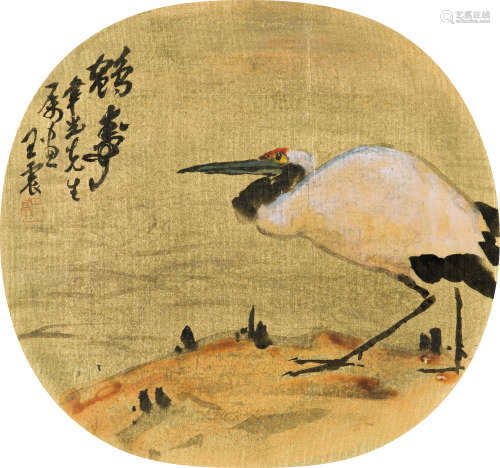 王震（1867～1938） 鹤寿 镜心 绢本