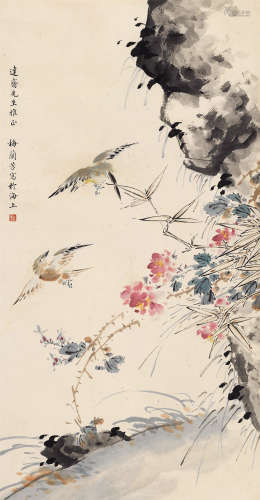 梅兰芳（1894～1961） 花鸟 立轴 纸本设色