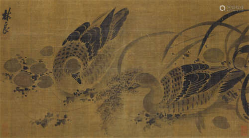 林良（约1428～1494） 芦花双雁 立轴 绢本水墨