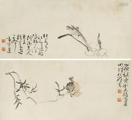 黄慎（1687～1768） 徐渭笔意 （二帧） 镜心（片） 纸本水墨