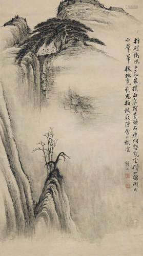 梅清（1623～1697） 登高图 立轴 纸本水墨