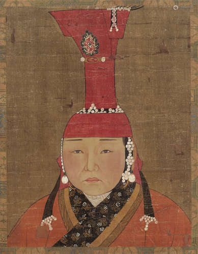 佚名（元） 元朝皇族女子肖像 镜心（片） 绢本设色