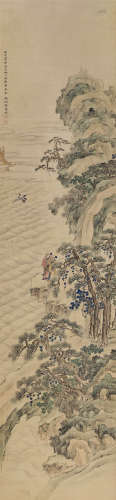 万寿祺（1603～1652） 1634年作 仿刘松年训鹤图 镜心（片） 绢本设色