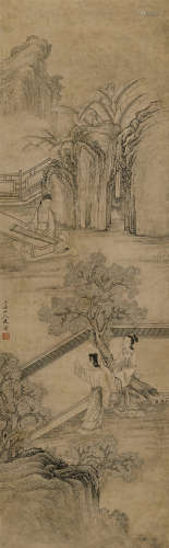 改琦（1773～1828） 游园春梦图 立轴 纸本水墨