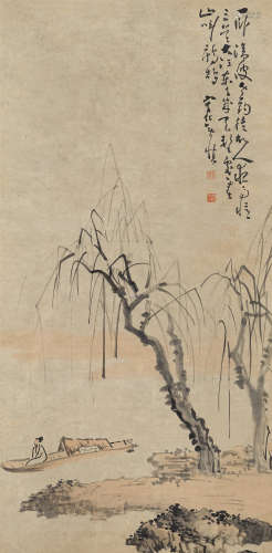 黄慎（1687～1768） 泛舟图 立轴 纸本设色