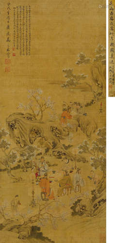 禹之鼎（1647～1716） 春夜宴桃李园图 立轴 纸本设色