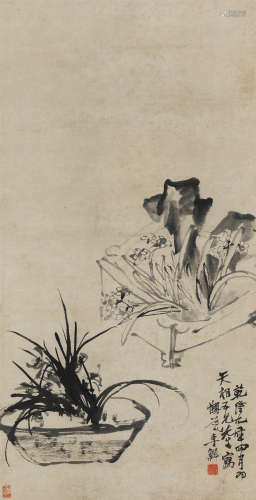 李鳝（1686～1762） 1744年作 清供图 立轴 纸本水墨