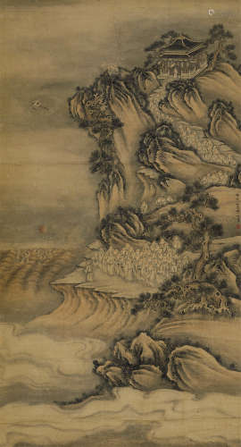 樊圻（1616～1694） 训鹤图 立轴 纸本设色