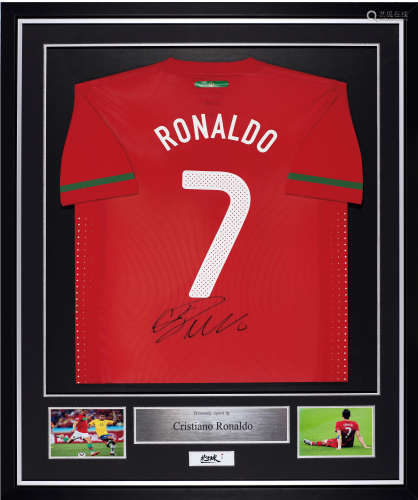 C罗亲笔签名 2010年世界杯葡萄牙队球员版主场球衣