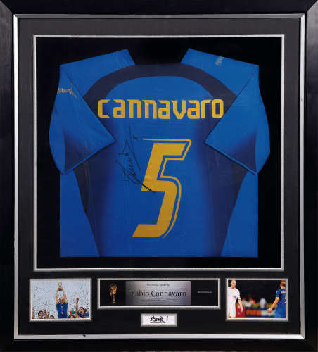 卡纳瓦罗亲笔签名 2006世界杯意大利主场球衣