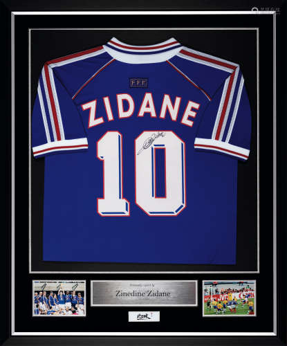 齐达内亲笔签名 1998世界杯法国队主场球衣
