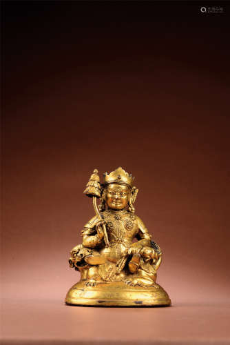 15世纪 铜鎏金财宝天王