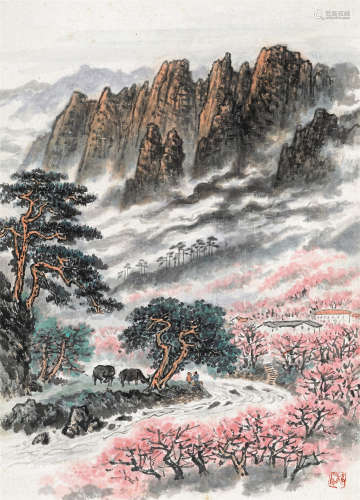 杨石朗（1915～2000） 满山春色 镜芯 纸本设色
