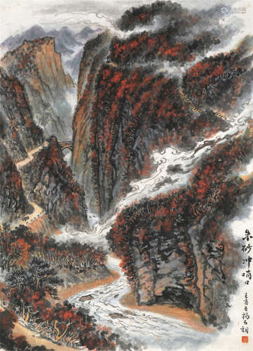 杨石朗（1915～2000） 1981年作 朱砂冲哨口 镜芯 纸本设色