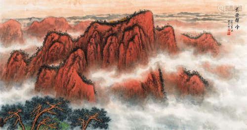 杨石朗（1915～2000） 1987年作 黄岳群峰 镜芯 纸本设色
