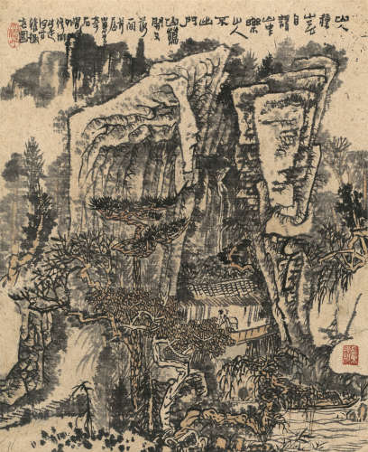 黄秋园（1914～1979） 深山幽居 镜芯 纸本设色