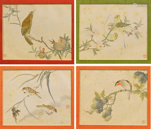 范金镛（1851～1914） 花鸟四帧 镜芯 绢本设色