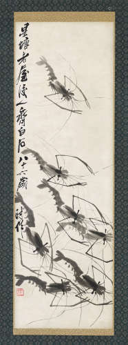 齐白石（1864～1957） 游虾图 立轴 纸本水墨