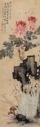 王雪涛（1903～1982） 1945年作 富贵无极图 镜芯 纸本设色