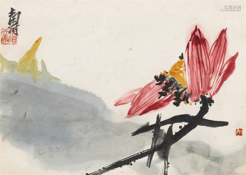潘天寿（1897～1971） 红荷 镜心  纸本设色