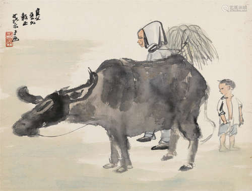 李可染（1907～1989） 牧牛图 镜芯  纸本设色