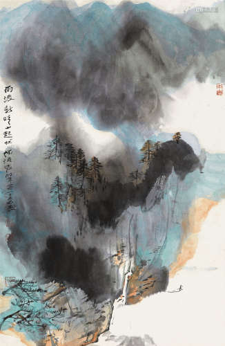 何海霞（1908～1998） 雨后新晴山起伏 镜芯  纸本设色