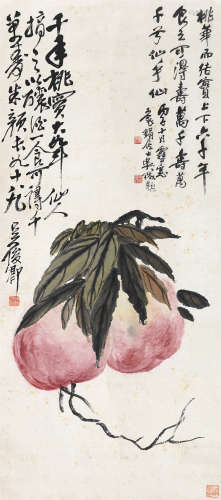 吴昌硕（1844～1927） 双寿图 立轴 纸本设色