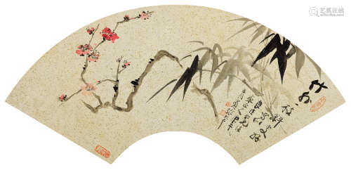 张大千（1899～1983） 梅竹双清 镜芯 纸本设色