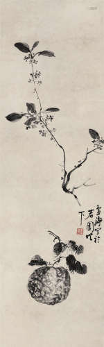 王雪涛（1903～1982） 墨笔花果 立轴 纸本水墨
