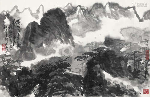 刘海粟（1896～1994） 黄山一线天 镜芯 纸本设色