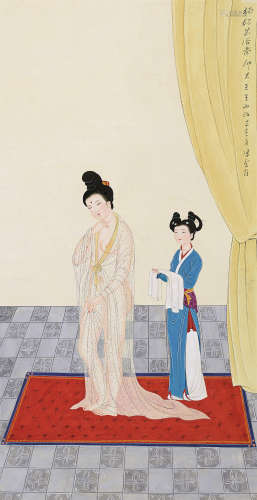 潘絜兹（1915～2002） 1991年作 杨妃出浴图 镜芯 纸本设色