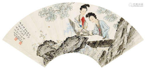 刘凌沧（1908～1989） 二乔传语图 镜芯 纸本设色