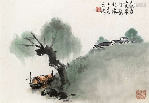 黄幻吾（1906～1985） 渔隐图 镜芯 纸本设色