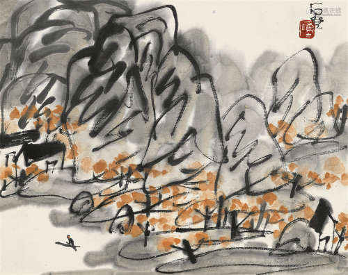 陈子庄（1913～1976） 1987年作 泛舟图 镜芯 纸本设色