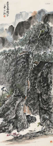 陈子庄（1913～1976） 春江泛舟图 立轴 纸本设色
