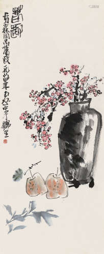 陈子庄（1913～1976） 1964年作 春趣 立轴 纸本设色