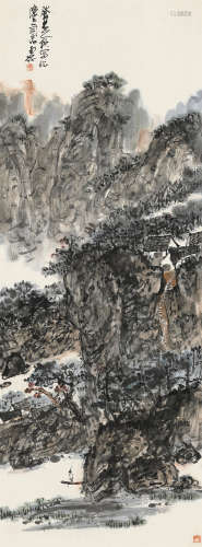 陈子庄（1913～1976） 1973年作 桃花滩 立轴 纸本设色