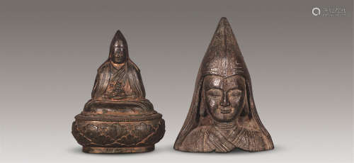 18世纪 蒙古铜宗喀巴像 （两件）